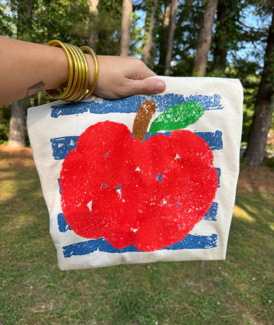 SALE- Watercolor Stripe Apple