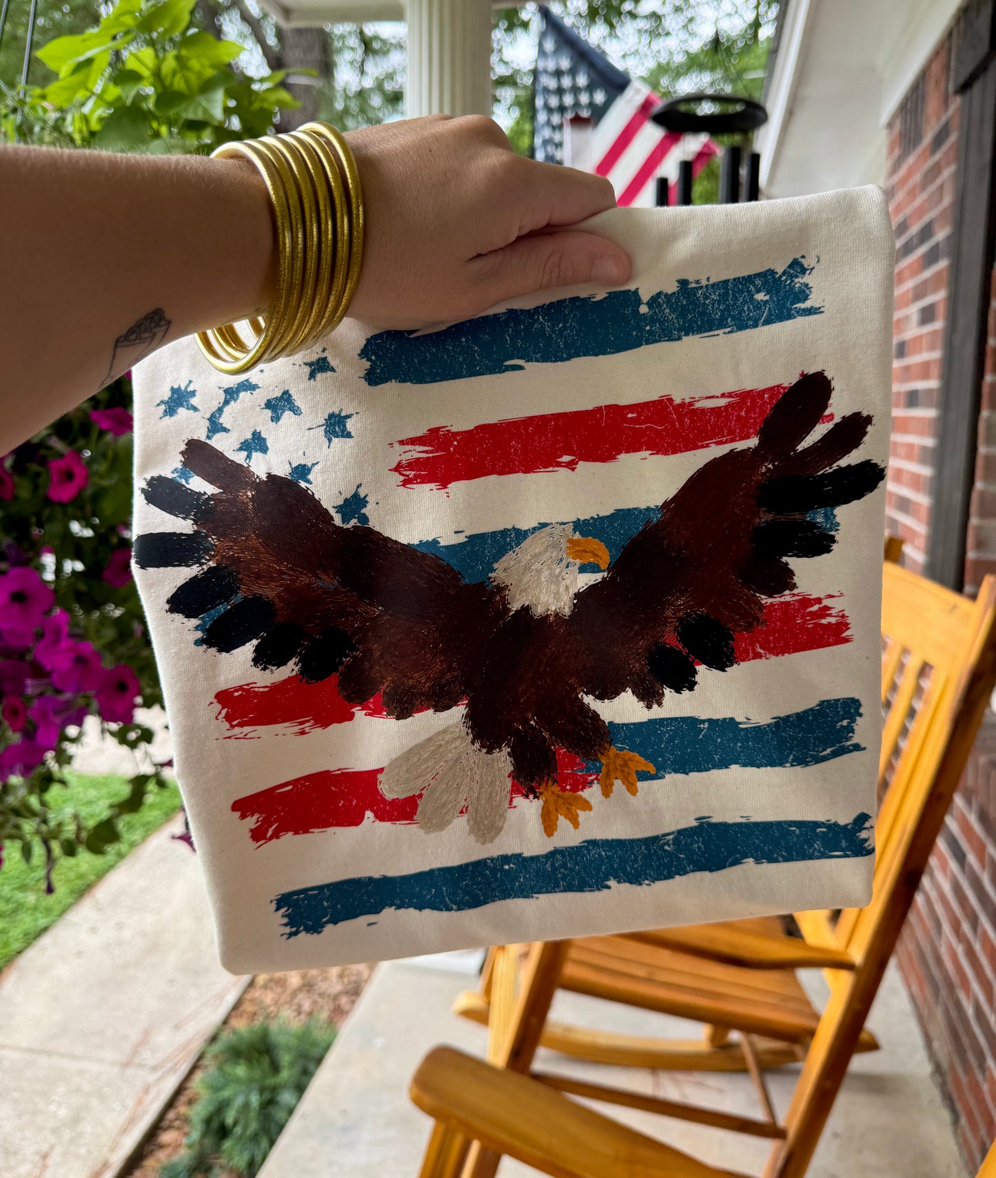 SALE- Watercolor Striped Eagle