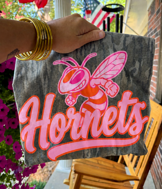 Hornets Mascot Bottomland Camo (Pink & Orange)