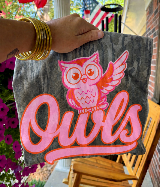 Owls Mascot Bottomland Camo (Pink & Orange)